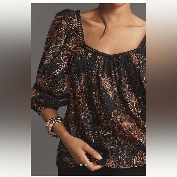 Farm Rio Lace inset Peasant  Blouse - Picture 4 of 4